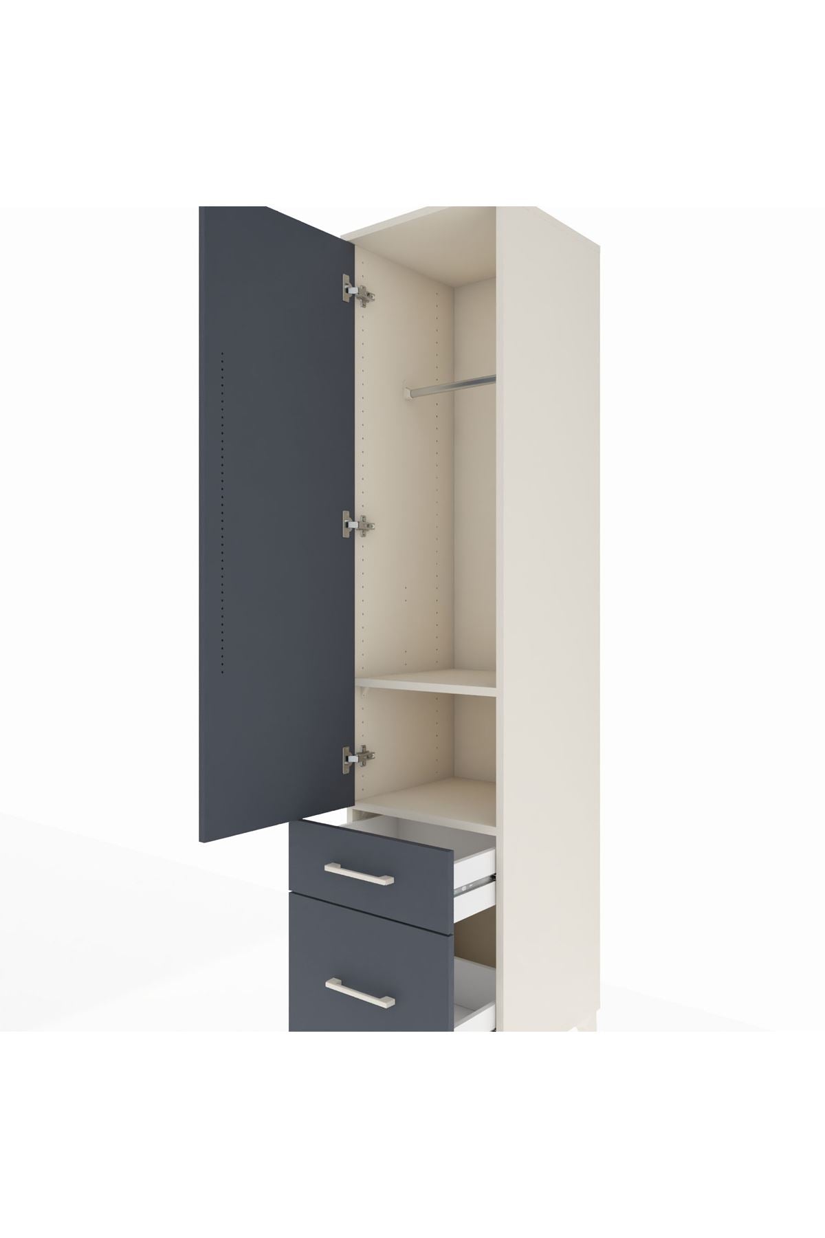 Hyperion Dolap 2 Raflı 2 Çekmeceli Tek Askılı 44x44x195 - S58M013V2B