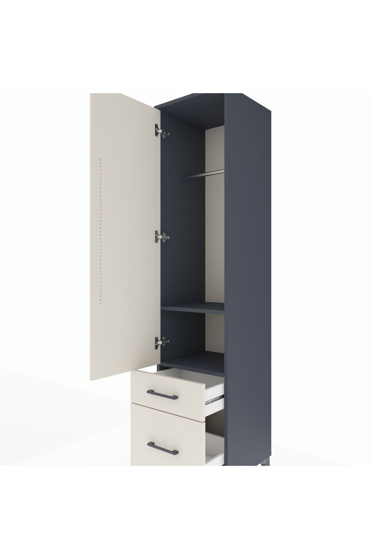 Hyperion Dolap 2 Raflı 2 Çekmeceli Tek Askılı 44x44x195 - S58M013V4B