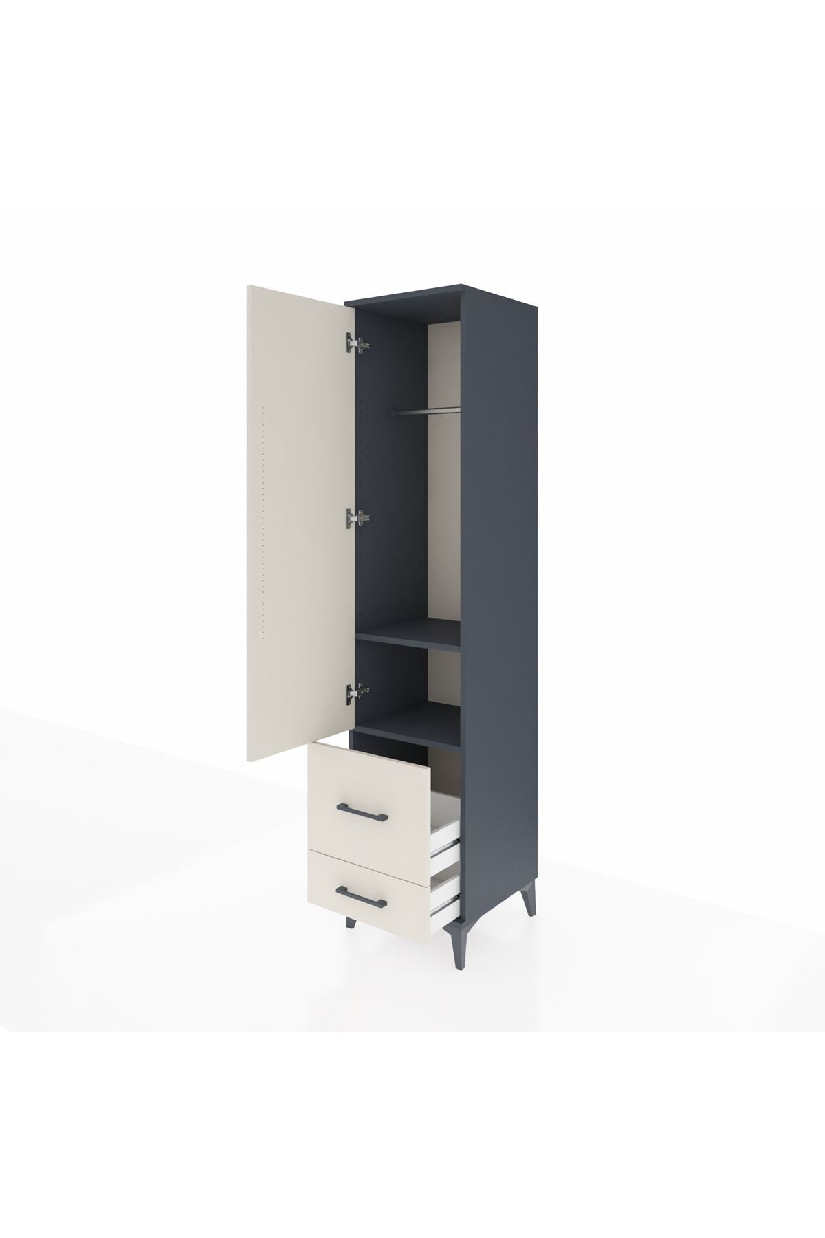 Hyperion Dolap 2 Raflı 2 Çekmeceli Tek Askılı 44x44x195 - S58M016V4B