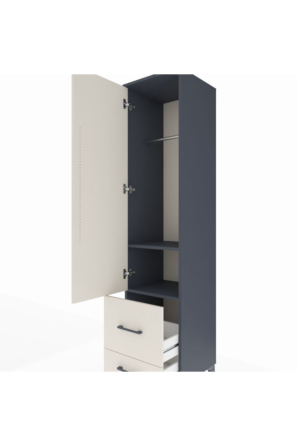 Hyperion Dolap 2 Raflı 2 Çekmeceli Tek Askılı 44x44x195 - S58M016V4B