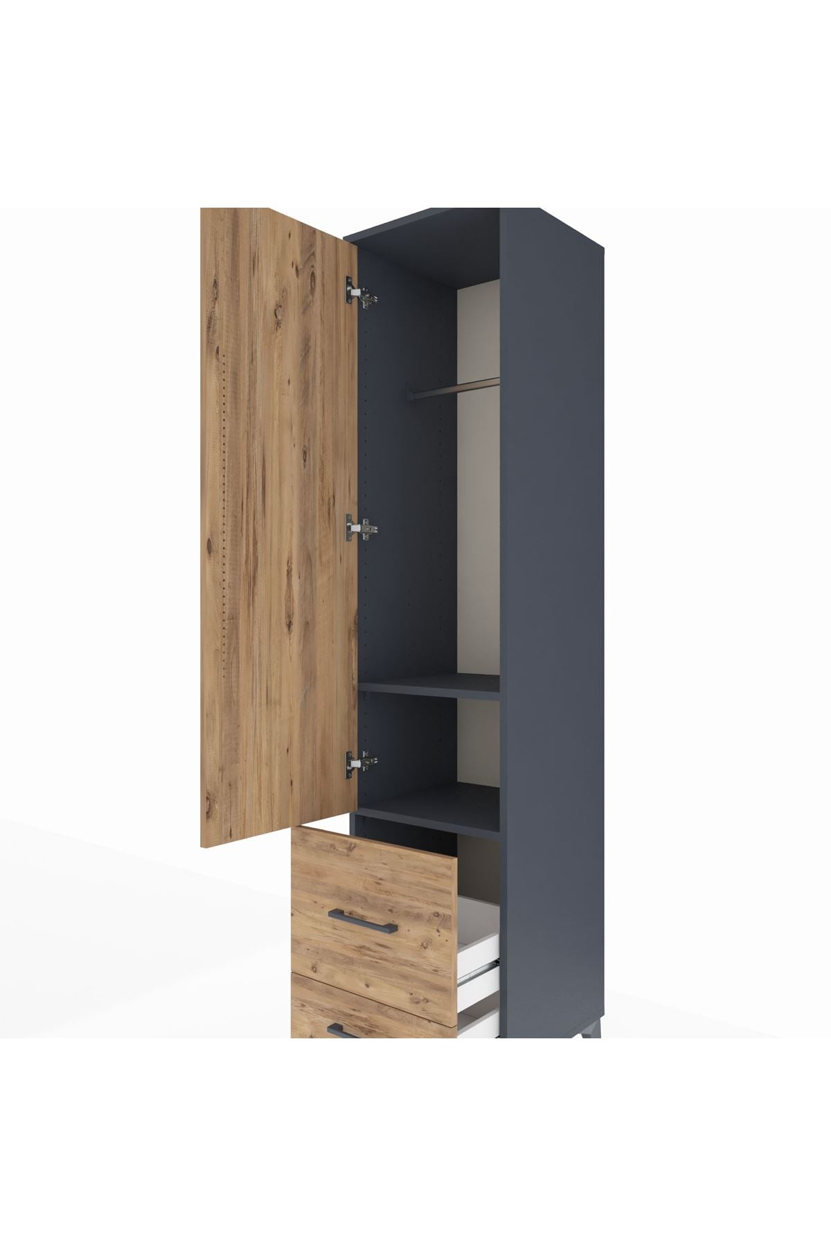 Hyperion Dolap 2 Raflı 2 Çekmeceli Tek Askılı 44x44x195 - S58M016V6B