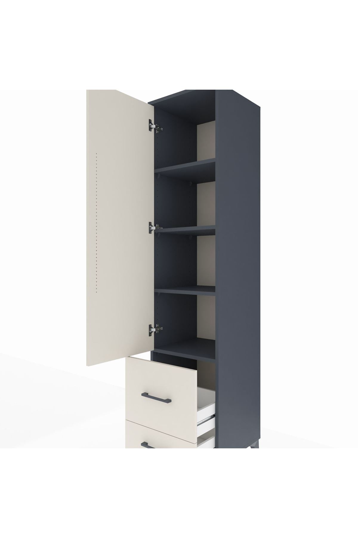 Hyperion Dolap 4 Raflı 2 Çekmeceli Tek Kapaklı 44x44x195 - S58M017V4B