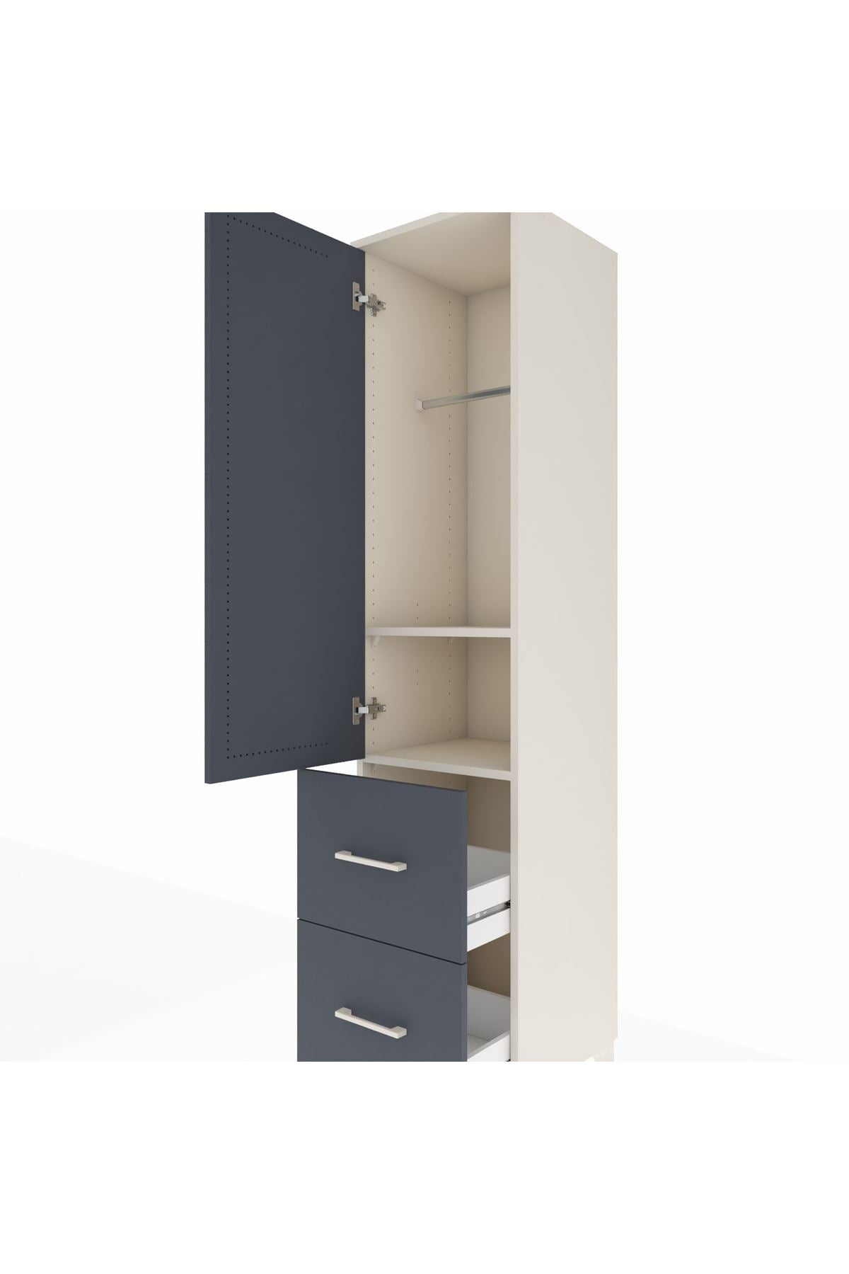 Hyperion Dolap 2 Raflı 2 Çekmeceli Tek Askılı 44x44x195 - S58M019V2B