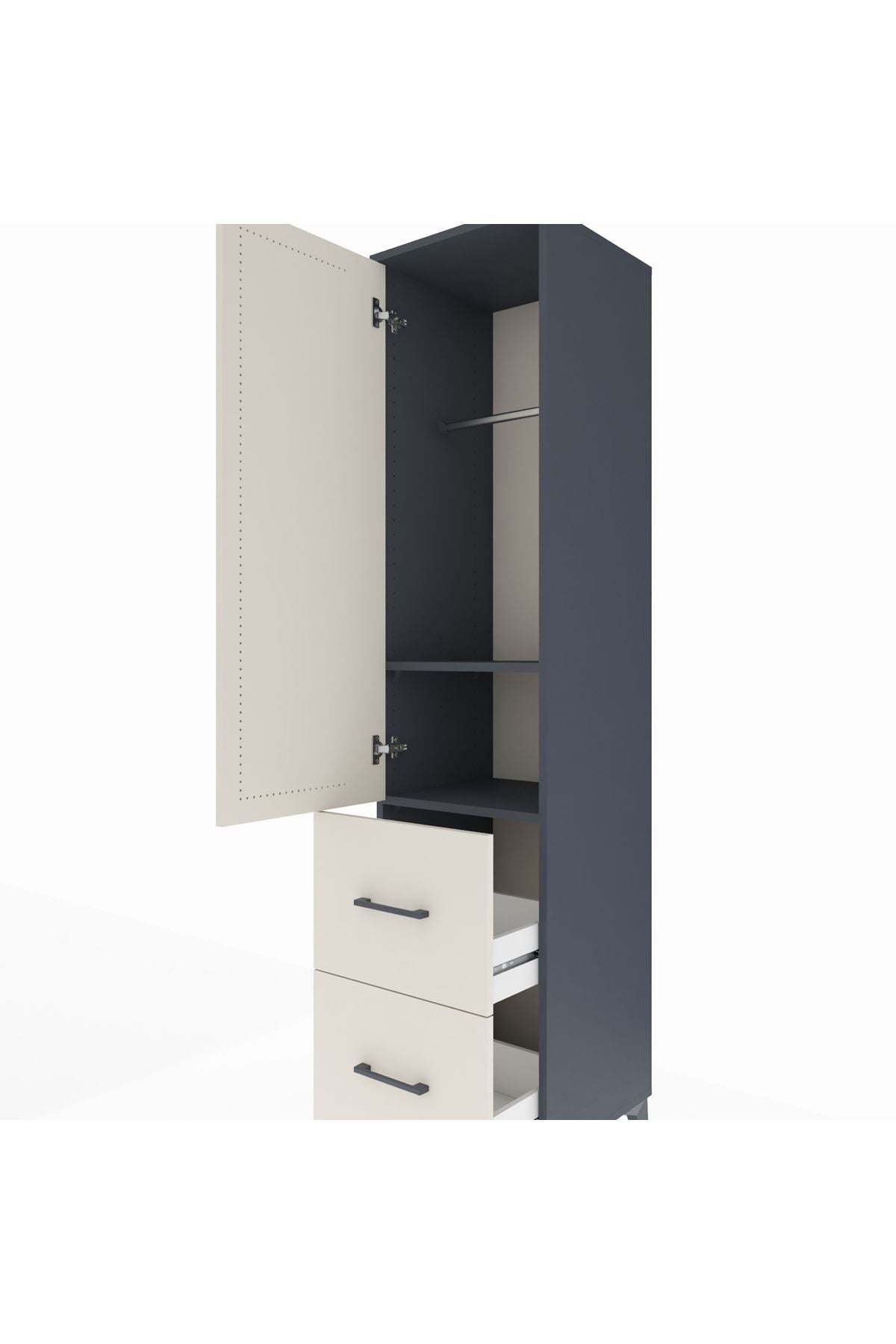 Hyperion Dolap 2 Raflı 2 Çekmeceli Tek Askılı 44x44x195 - S58M019V4B