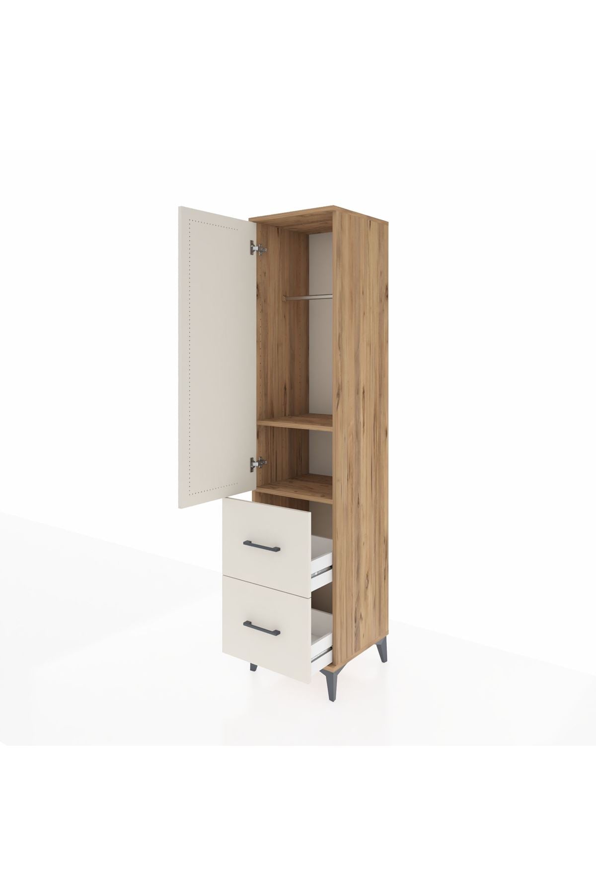 Hyperion Dolap 2 Raflı 2 Çekmeceli Tek Askılı 44x44x195 - S58M019V7B