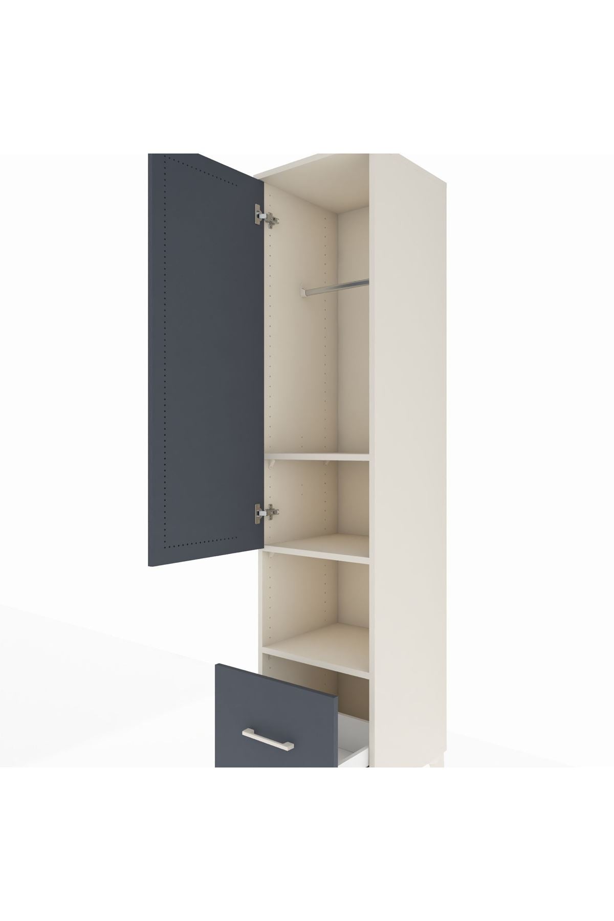 Hyperion Dolap 3 Raflı Tek Çekmeceli Tek Askılı 44x44x195 - S58M022V2B