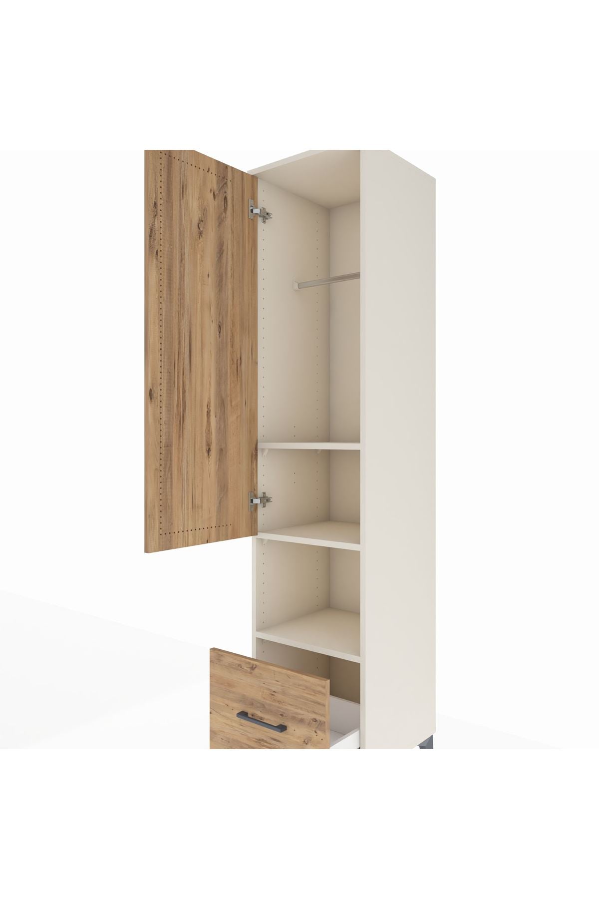 Hyperion Dolap 3 Raflı Tek Çekmeceli Tek Askılı 44x44x195 - S58M022V3B