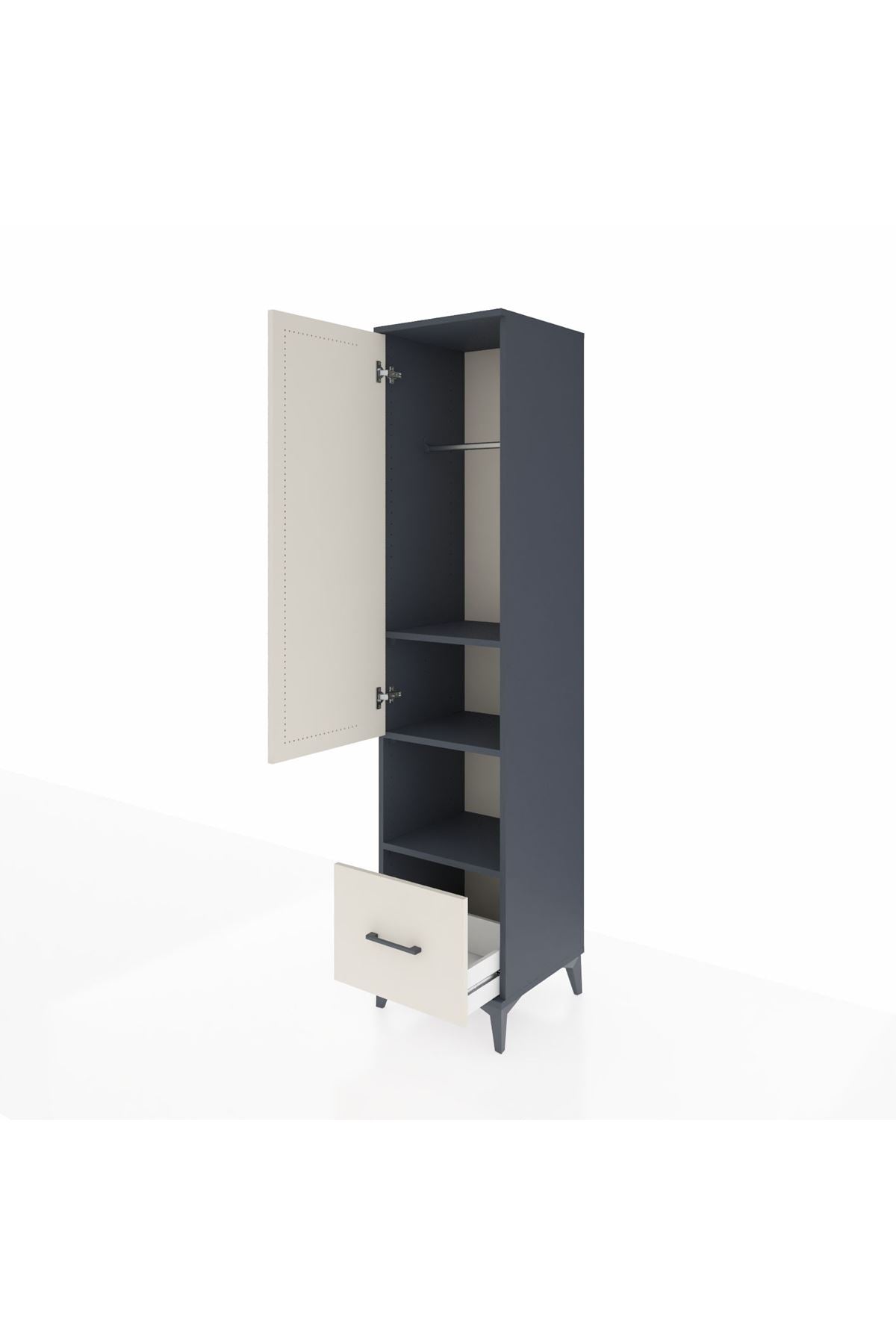Hyperion Dolap 3 Raflı Tek Çekmeceli Tek Askılı 44x44x195 - S58M022V4B