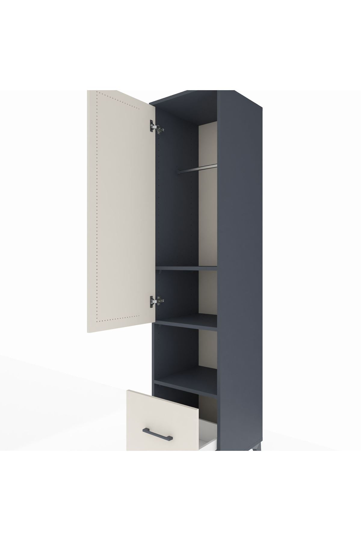 Hyperion Dolap 3 Raflı Tek Çekmeceli Tek Askılı 44x44x195 - S58M022V4B