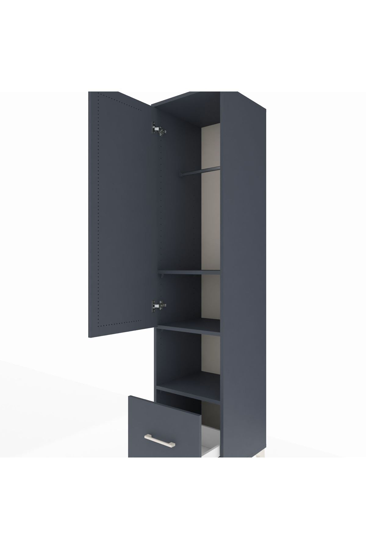 Hyperion Dolap 3 Raflı Tek Çekmeceli Tek Askılı 44x44x195 - S58M022V5B