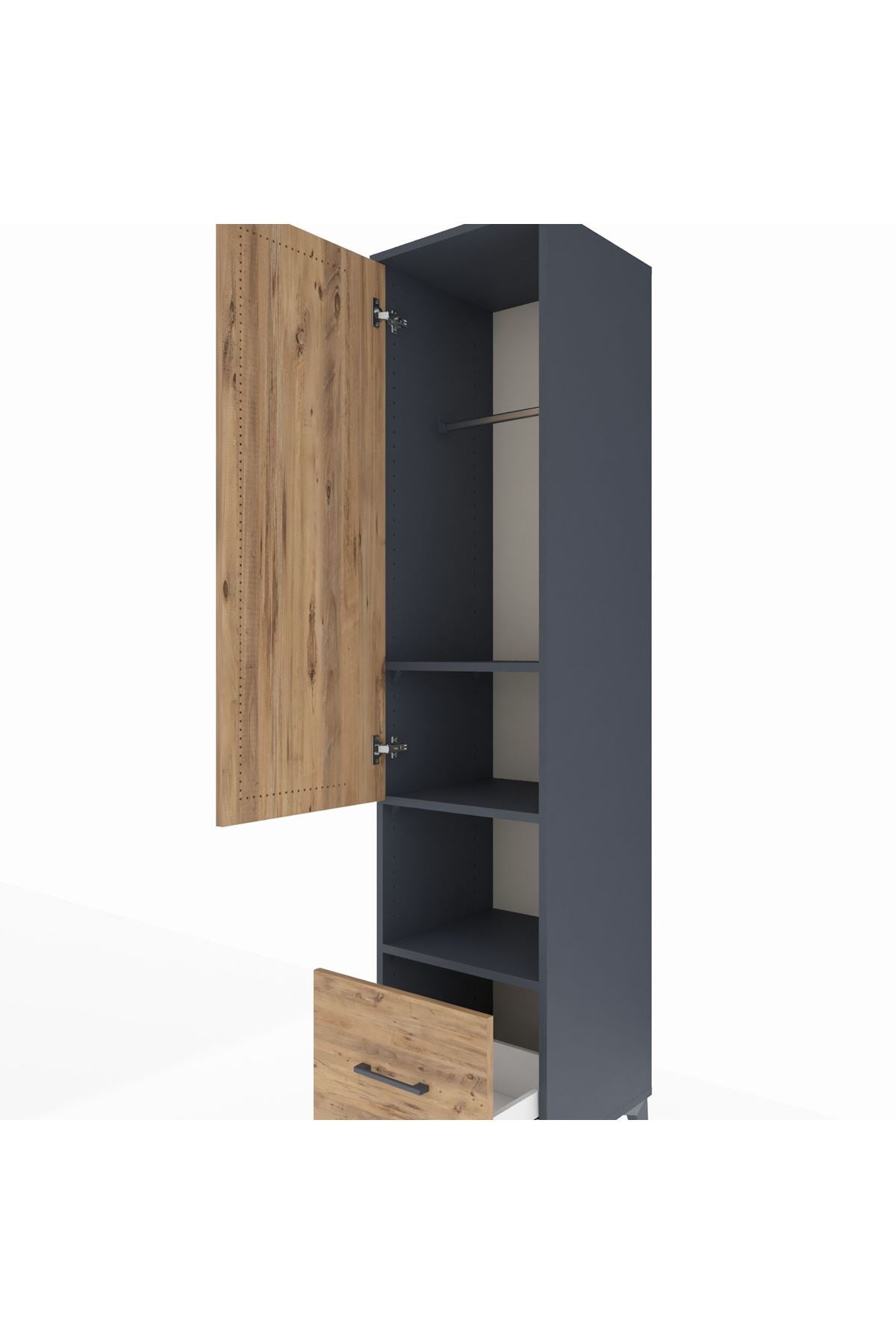 Hyperion Dolap 3 Raflı Tek Çekmeceli Tek Askılı 44x44x195 - S58M022V6B