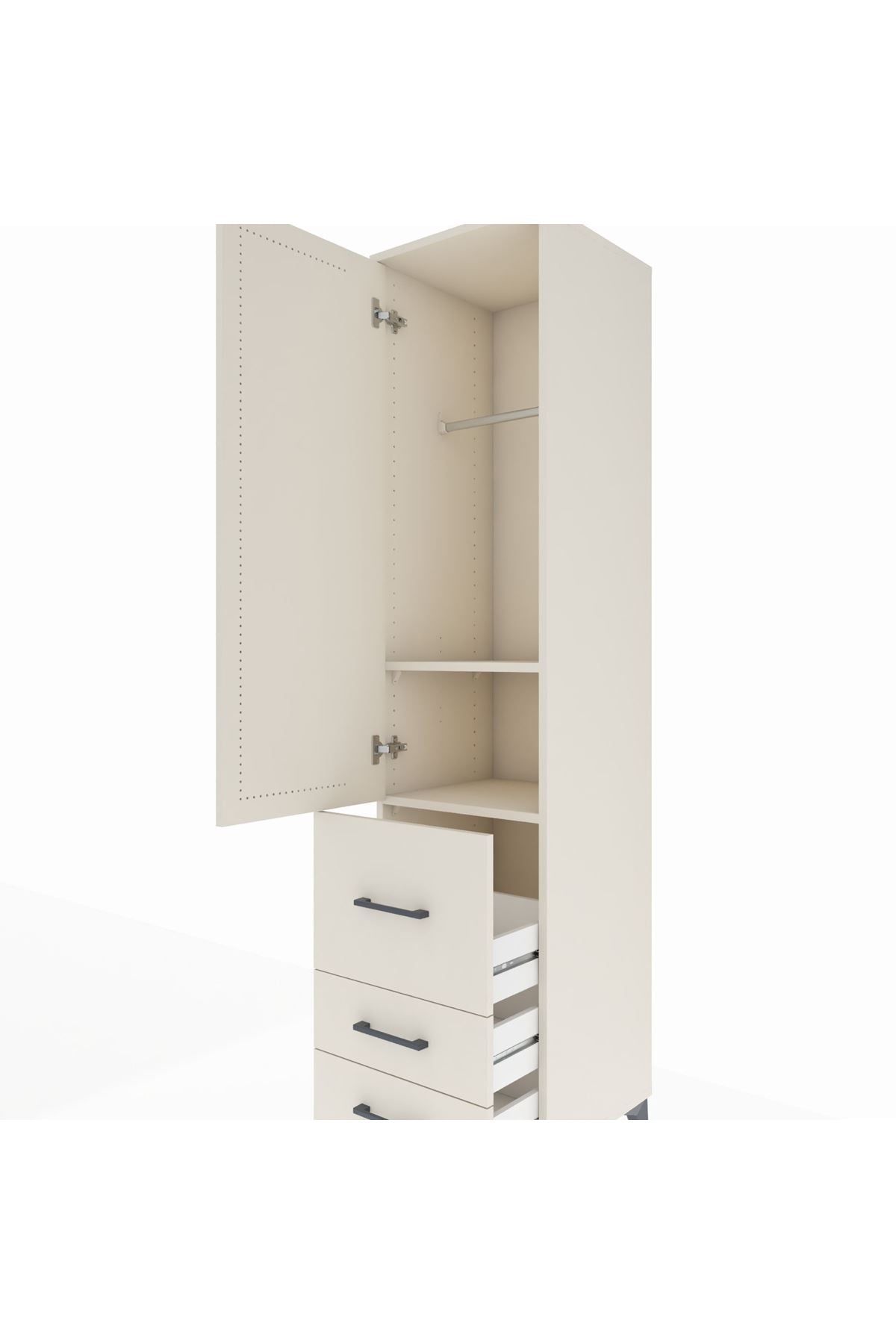 Hyperion Dolap 2 Raflı 3 Çekmeceli Tek Askılı 44x44x195 - S58M028V1B