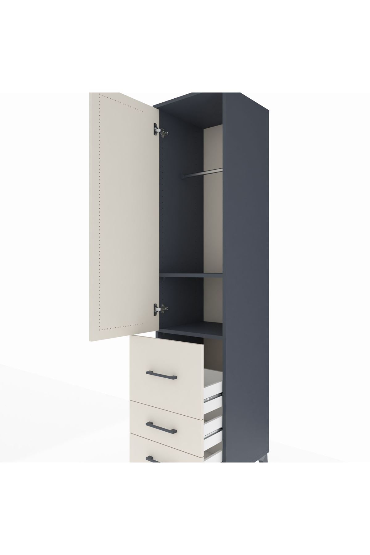 Hyperion Dolap 2 Raflı 3 Çekmeceli Tek Askılı 44x44x195 - S58M028V4B