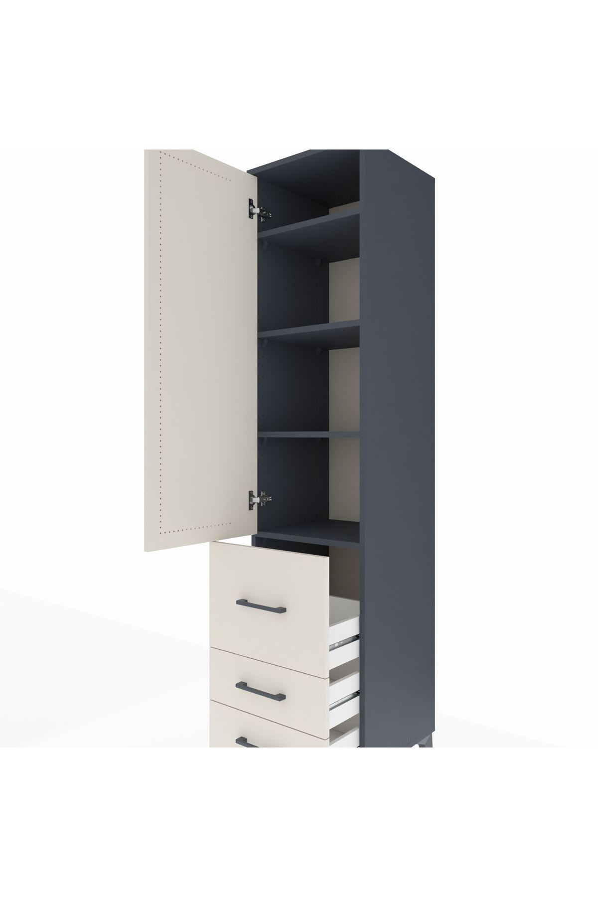 Hyperion Dolap 4 Raflı 3 Çekmeceli Tek Kapaklı 44x44x195 - S58M029V4B