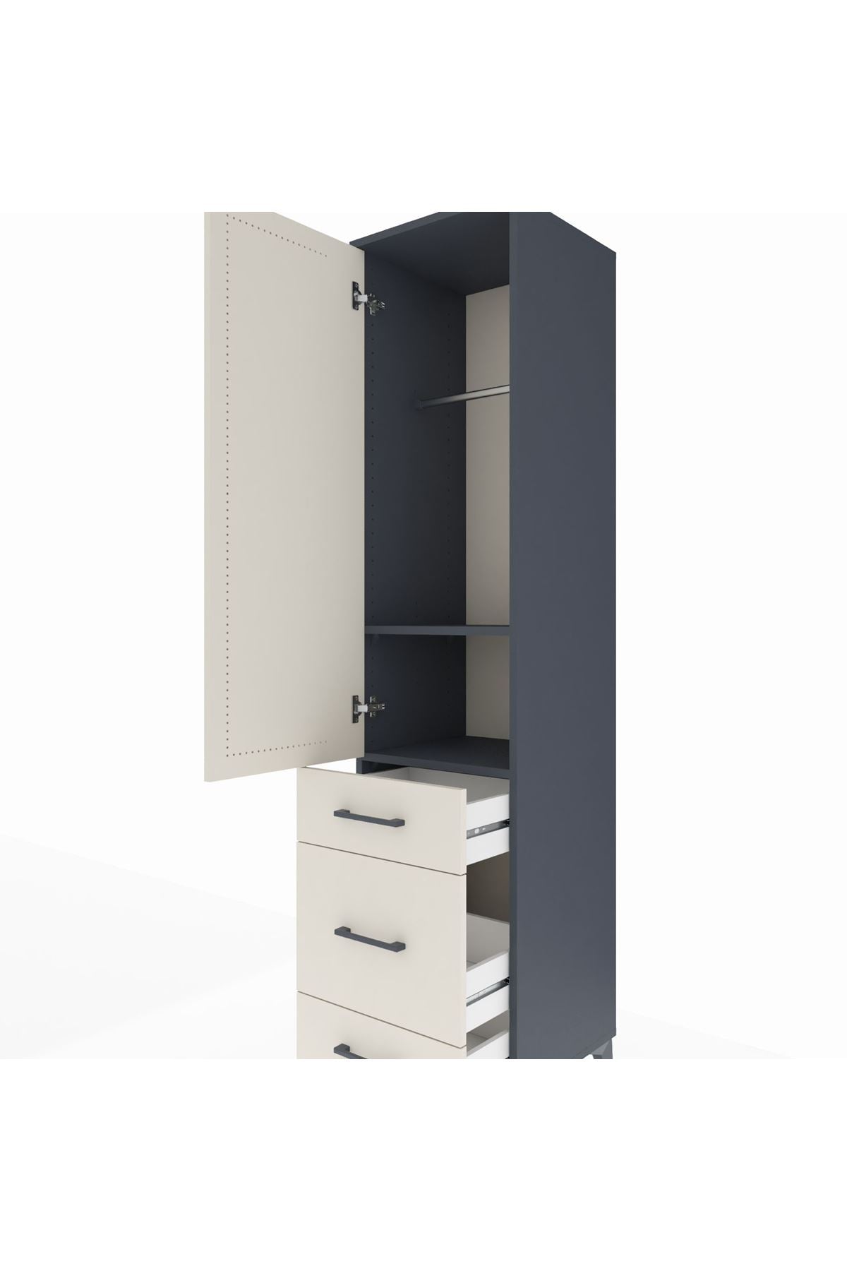 Hyperion Dolap 2 Raflı 3 Çekmeceli Tek Askılı 44x44x195 - S58M031V4B