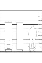 Hyperion Dolap 4 Raflı 3 Çekmeceli Tek Kapaklı 44x44x195 - S58M032V6B