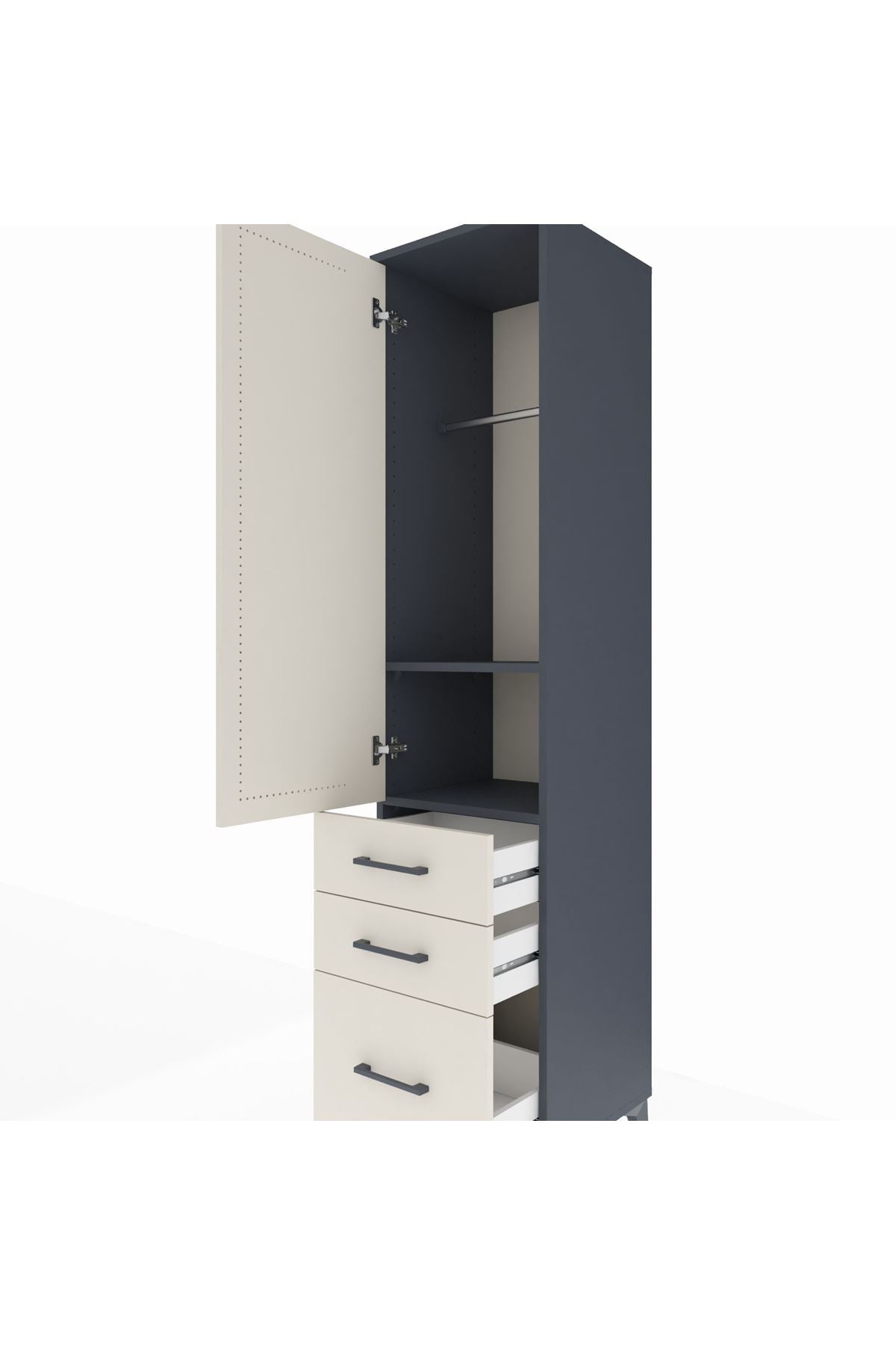 Hyperion Dolap 2 Raflı 3 Çekmeceli Tek Askılı 44x44x195 - S58M034V4B