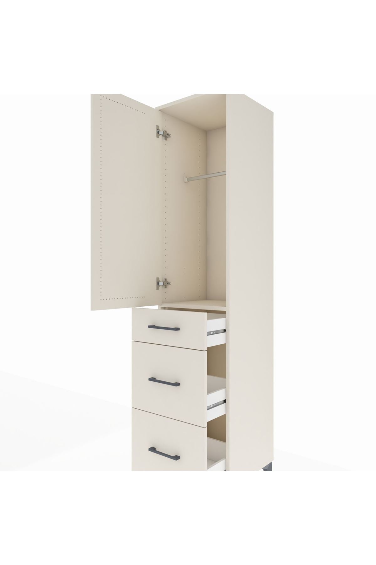 Hyperion Dolap Tek Raflı 3 Çekmeceli Tek Askılı 44x44x195 - S58M037V1B