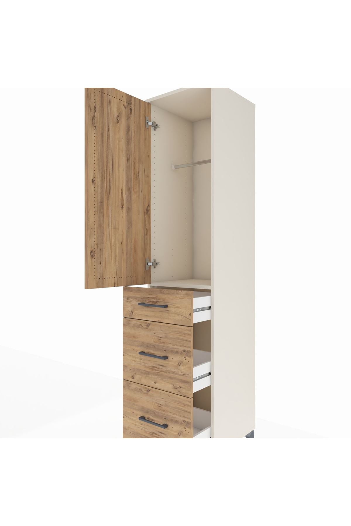 Hyperion Dolap Tek Raflı 3 Çekmeceli Tek Askılı 44x44x195 - S58M037V3B