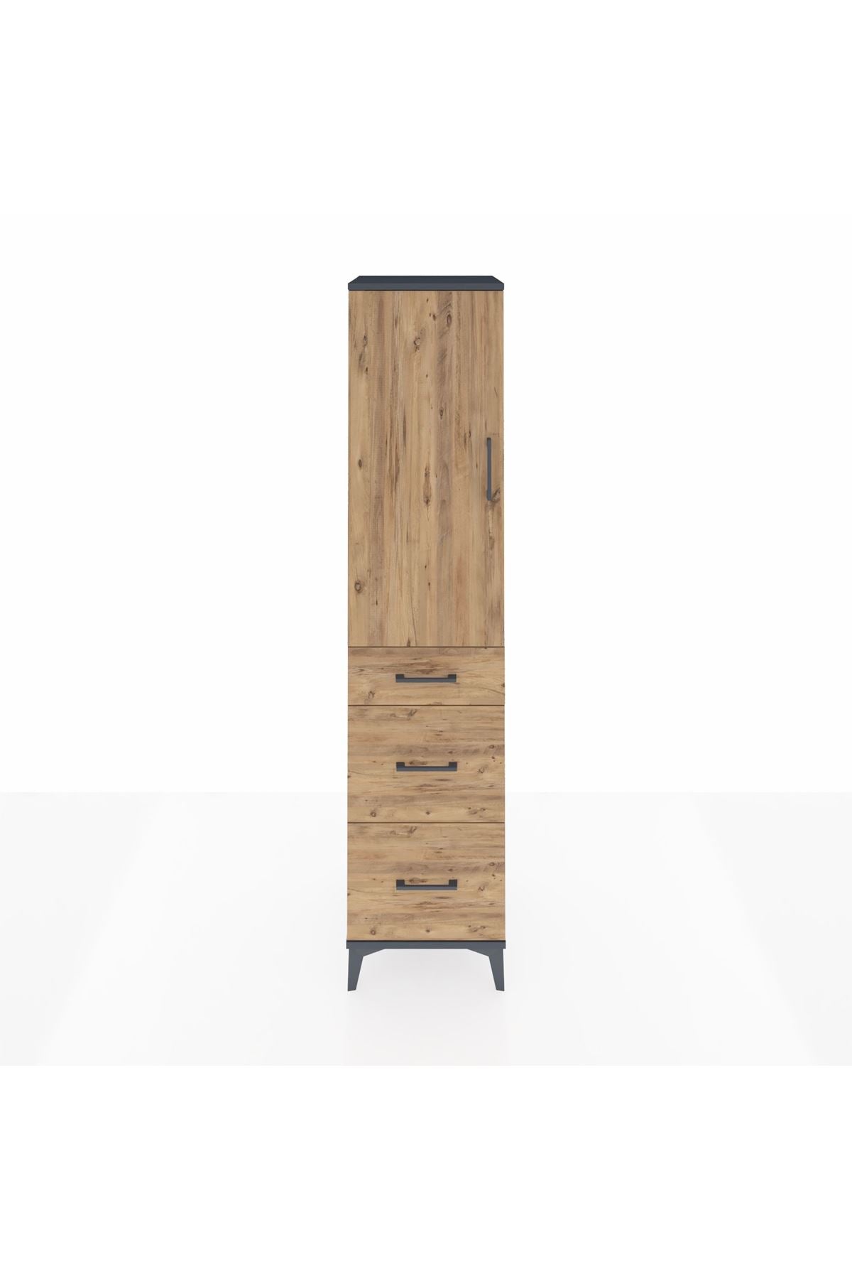 Hyperion Dolap Tek Raflı 3 Çekmeceli Tek Askılı 44x44x195 - S58M037V6B