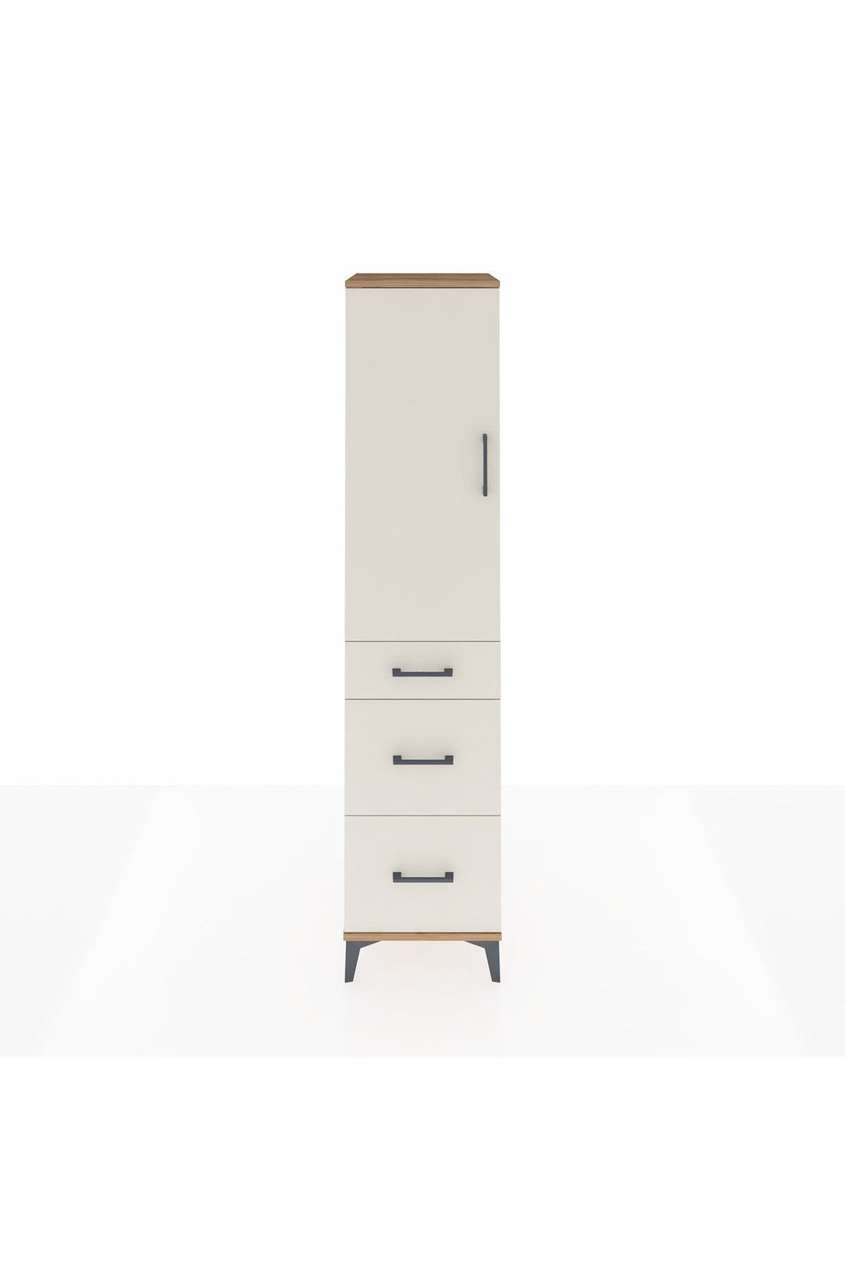 Hyperion Dolap Tek Raflı 3 Çekmeceli Tek Askılı 44x44x195 - S58M037V7B