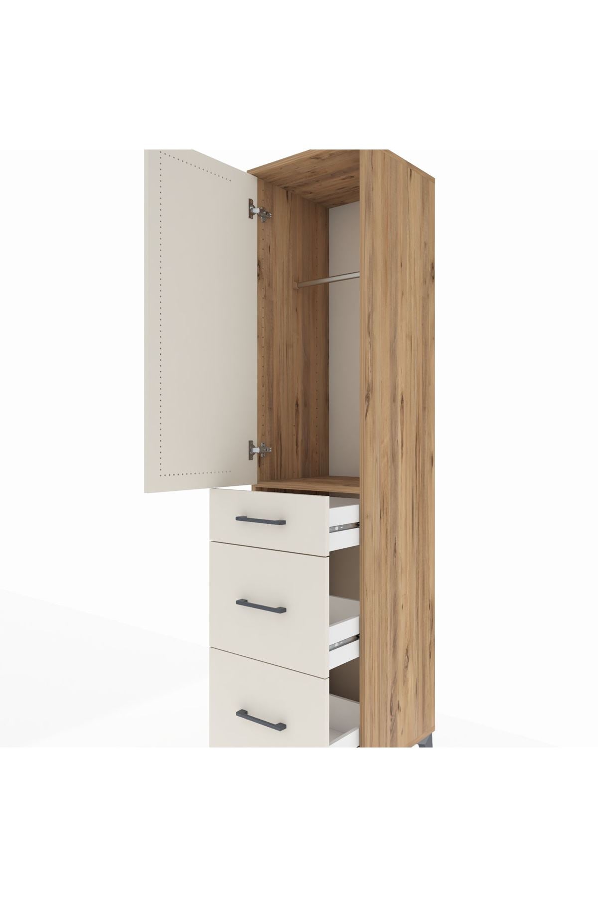 Hyperion Dolap Tek Raflı 3 Çekmeceli Tek Askılı 44x44x195 - S58M037V7B