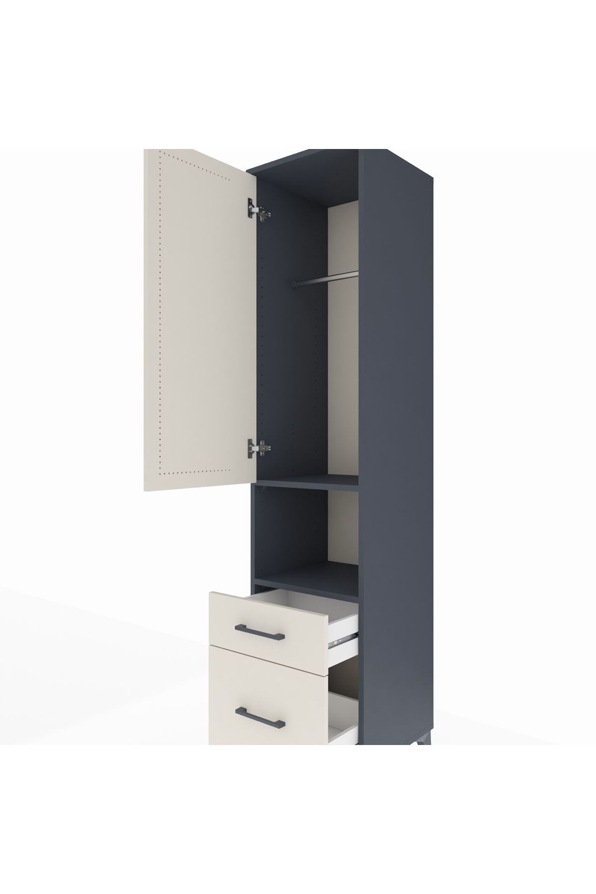 Hyperion Dolap 2 Raflı 2 Çekmeceli Tek Askılı 44x44x195 - S58M040V4B
