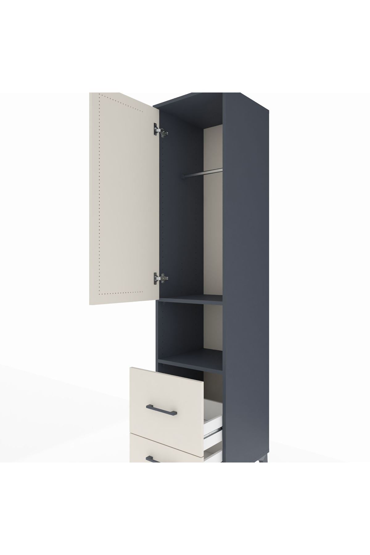 Hyperion Dolap 2 Raflı 2 Çekmeceli Tek Askılı 44x44x195 - S58M043V4B