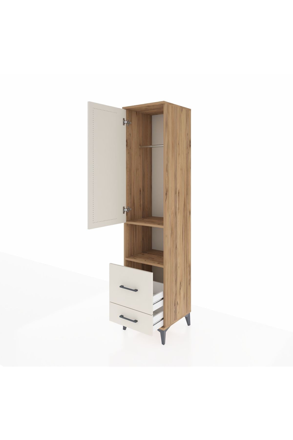 Hyperion Dolap 2 Raflı 2 Çekmeceli Tek Askılı 44x44x195 - S58M043V7B