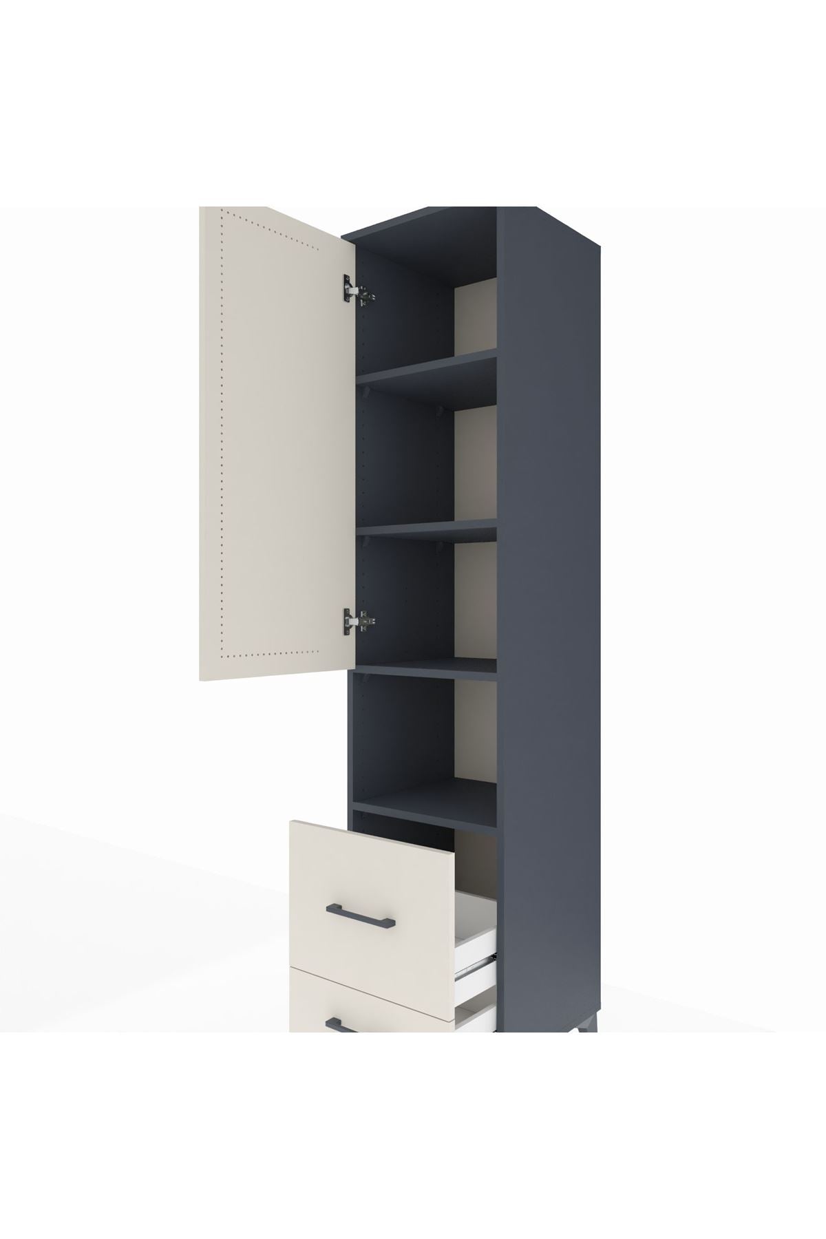Hyperion Dolap 4 Raflı 2 Çekmeceli Tek Kapaklı 44x44x195 - S58M044V4B