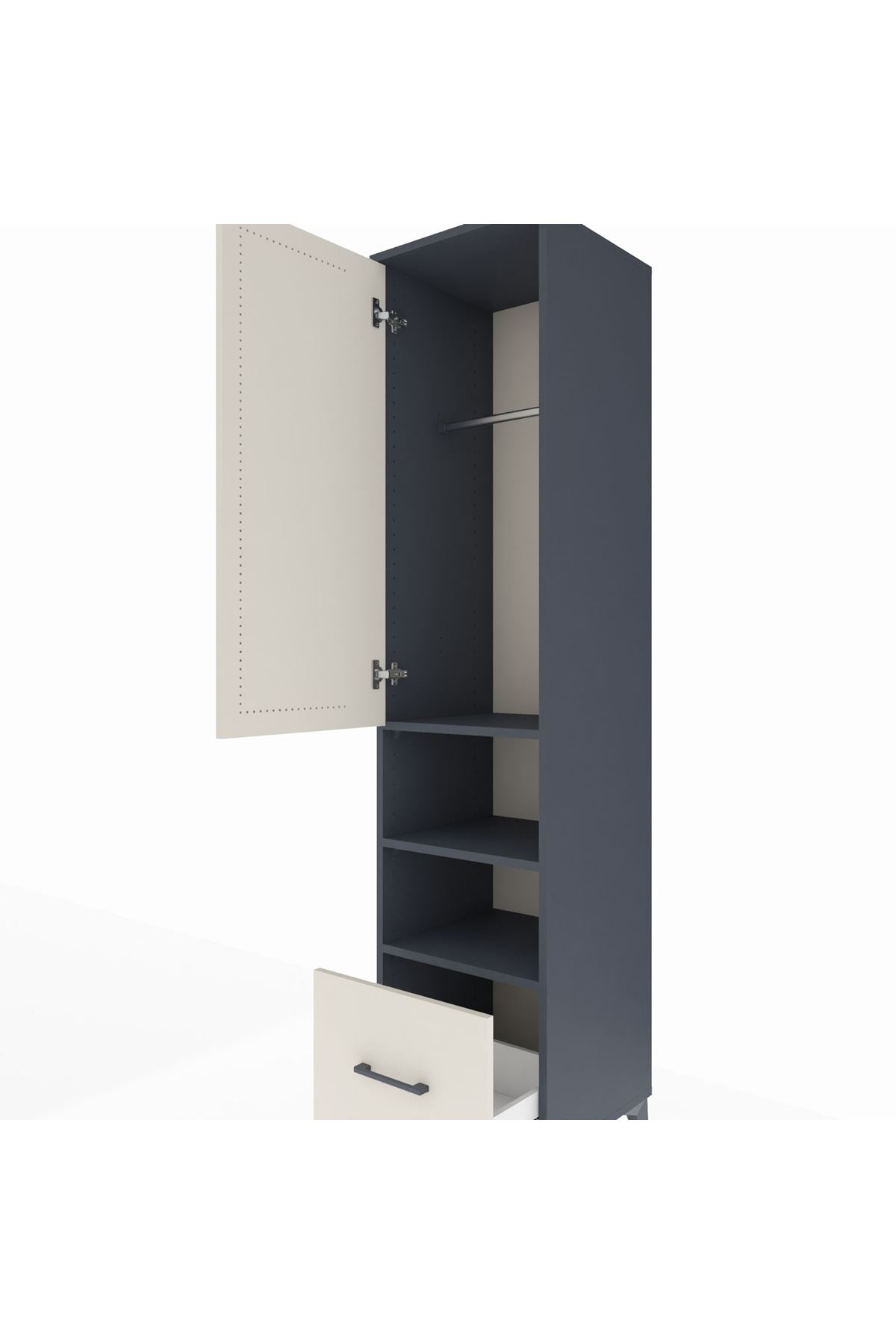 Hyperion Dolap 3 Raflı Tek Çekmeceli Tek Askılı 44x44x195 - S58M045V4B