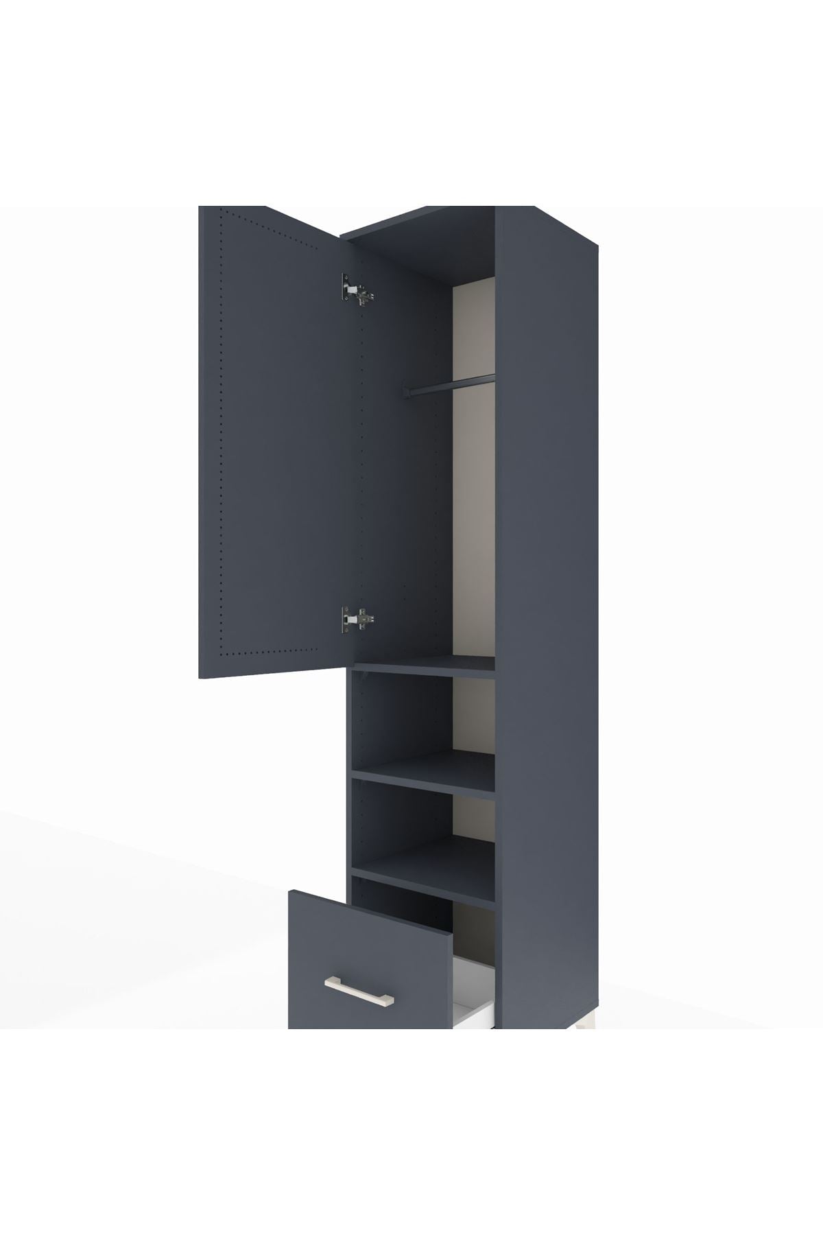 Hyperion Dolap 3 Raflı Tek Çekmeceli Tek Askılı 44x44x195 - S58M045V5B