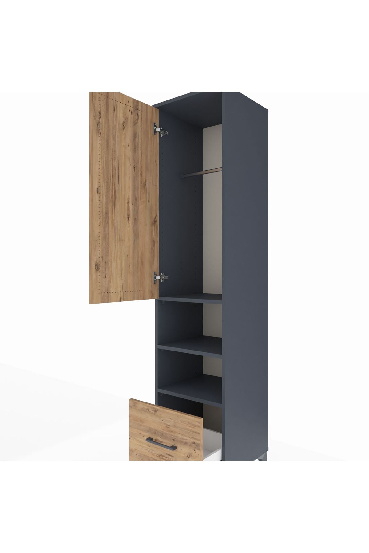 Hyperion Dolap 3 Raflı Tek Çekmeceli Tek Askılı 44x44x195 - S58M045V6B