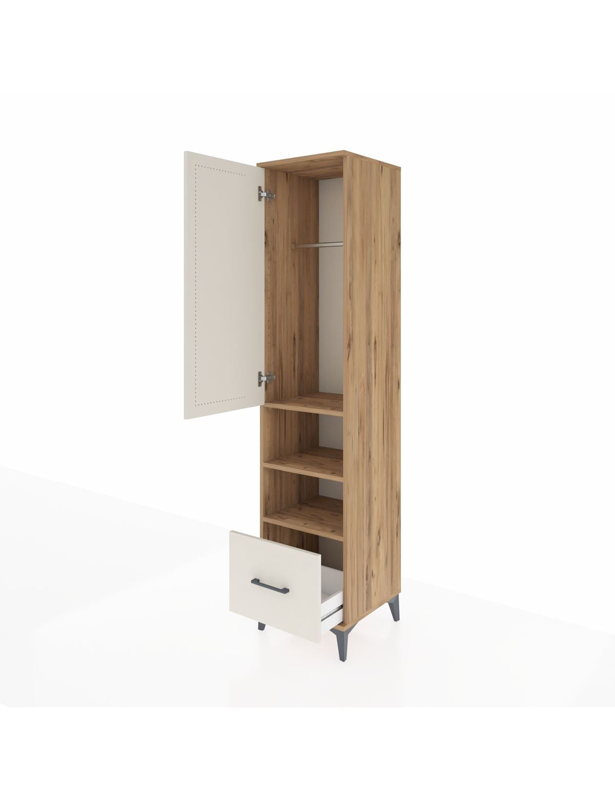 Hyperion Dolap 3 Raflı Tek Çekmeceli Tek Askılı 44x44x195 - S58M045V7B