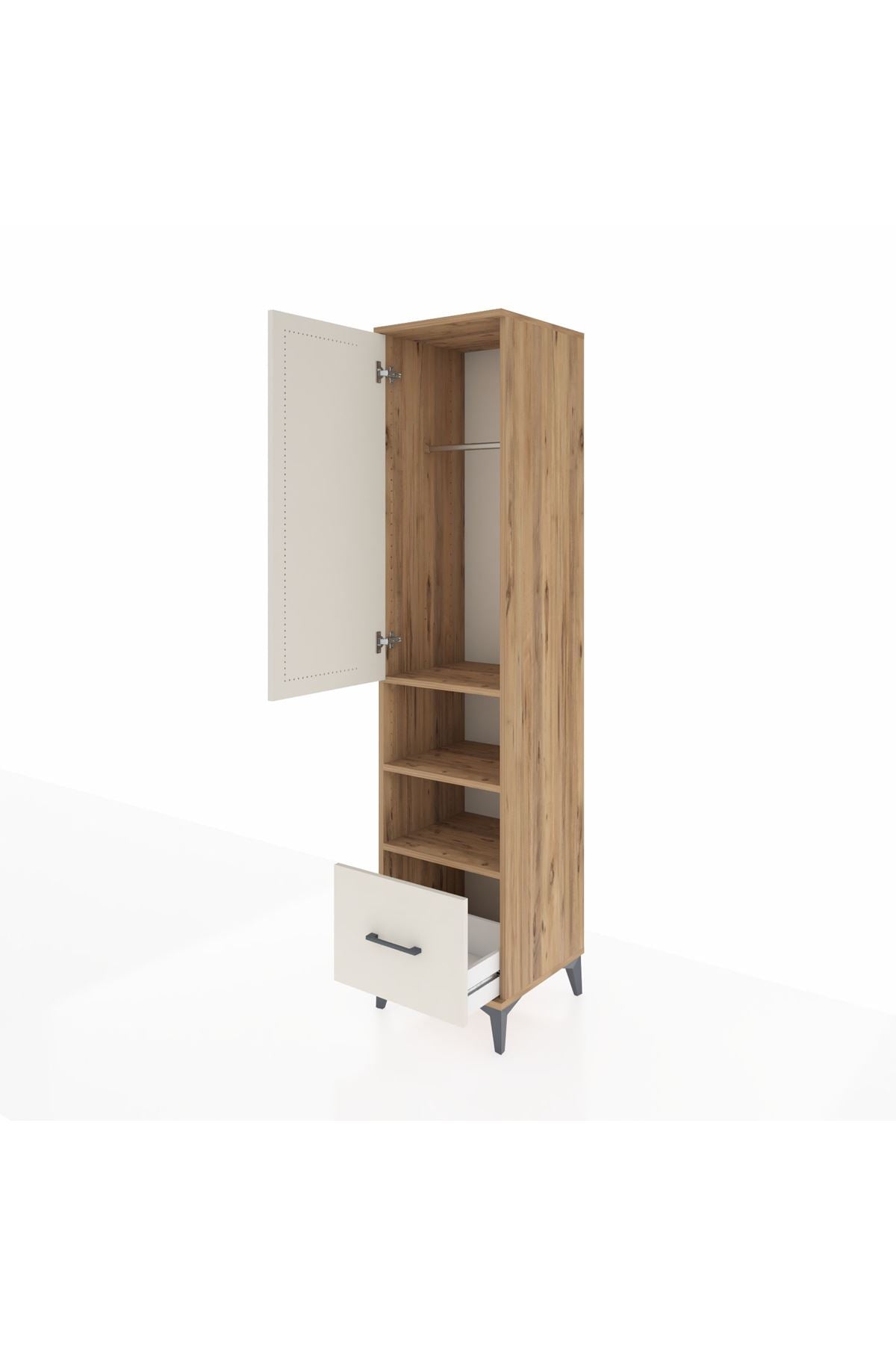 Hyperion Dolap 3 Raflı Tek Çekmeceli Tek Askılı 44x44x195 - S58M045V7B