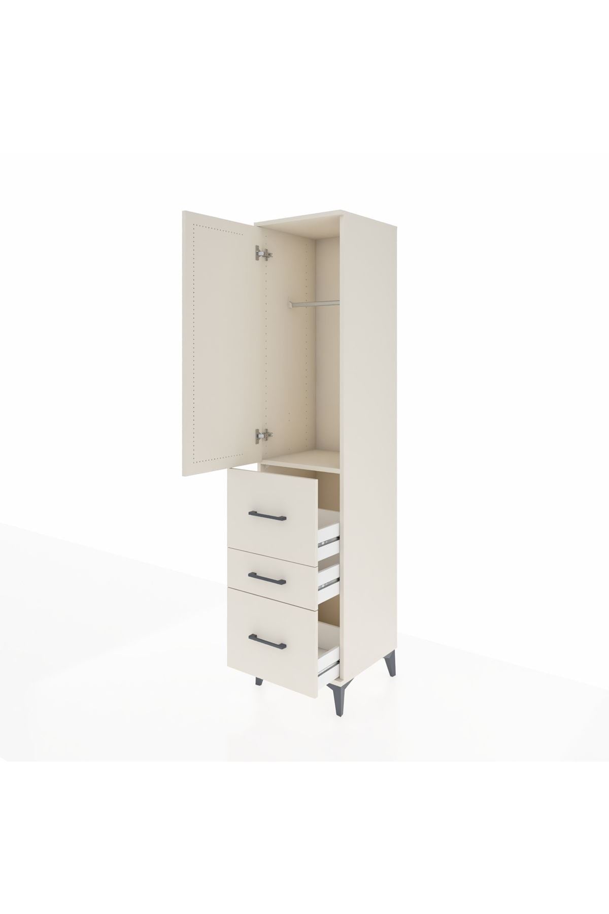 Hyperion Dolap Tek Raflı 3 Çekmeceli Tek Askılı 44x44x195 - S58M047V1B