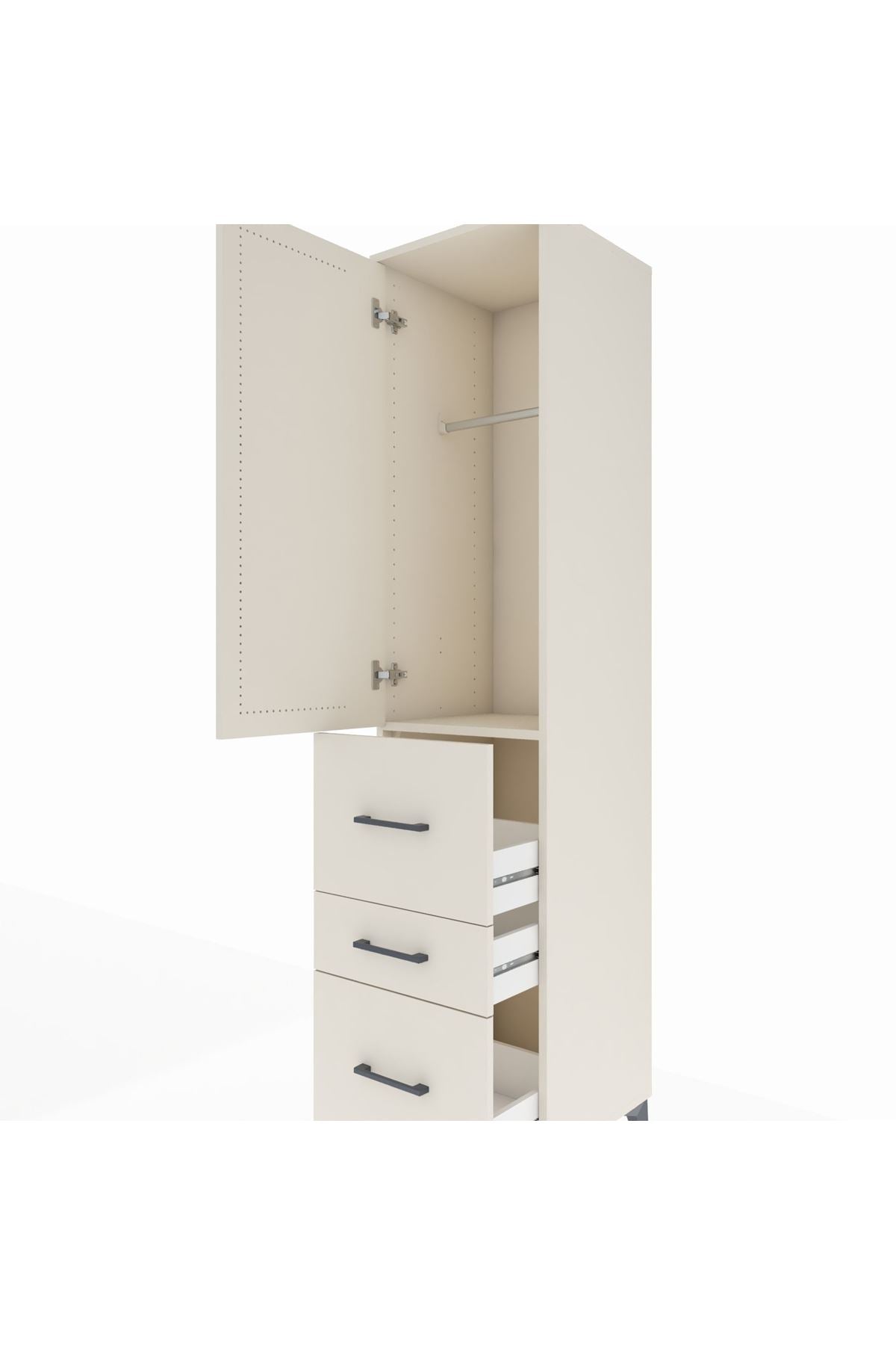 Hyperion Dolap Tek Raflı 3 Çekmeceli Tek Askılı 44x44x195 - S58M047V1B
