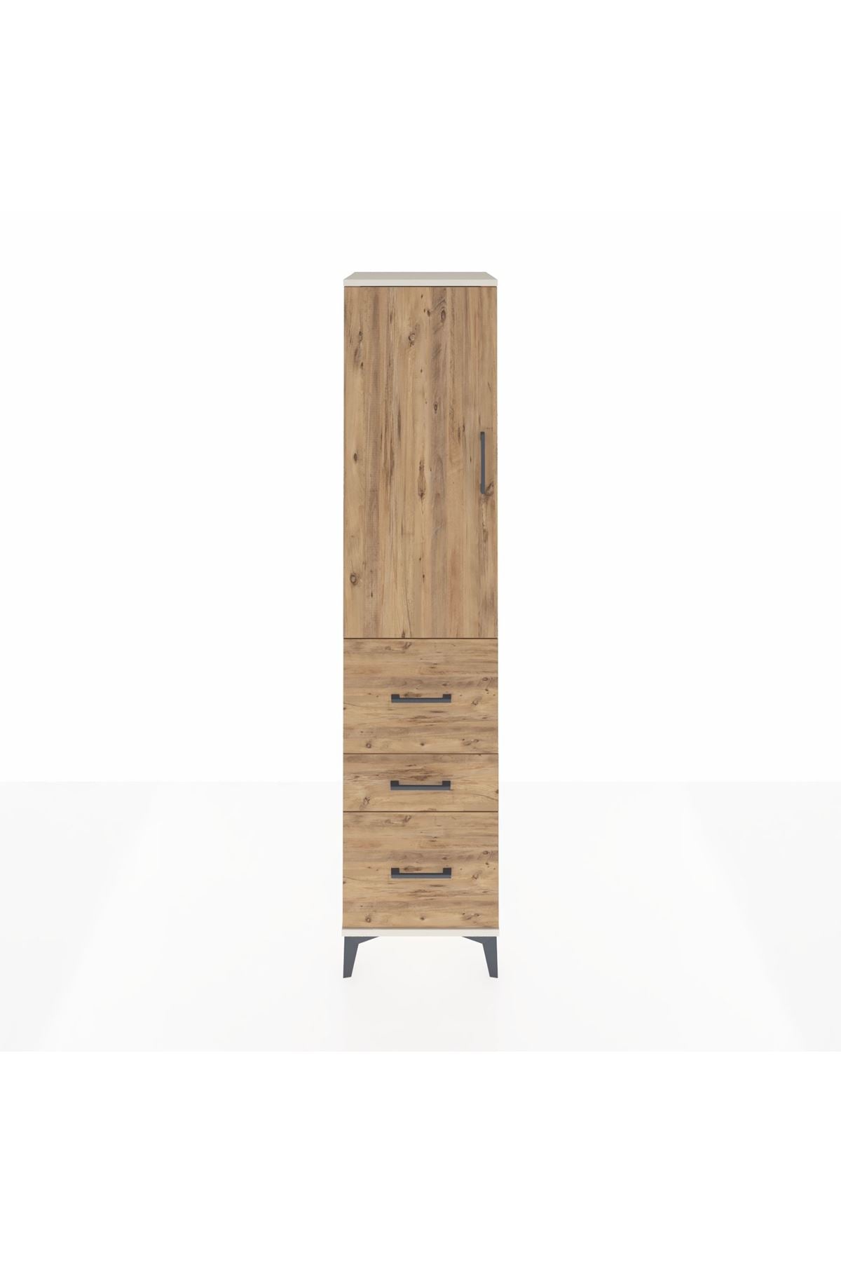 Hyperion Dolap Tek Raflı 3 Çekmeceli Tek Askılı 44x44x195 - S58M047V3B