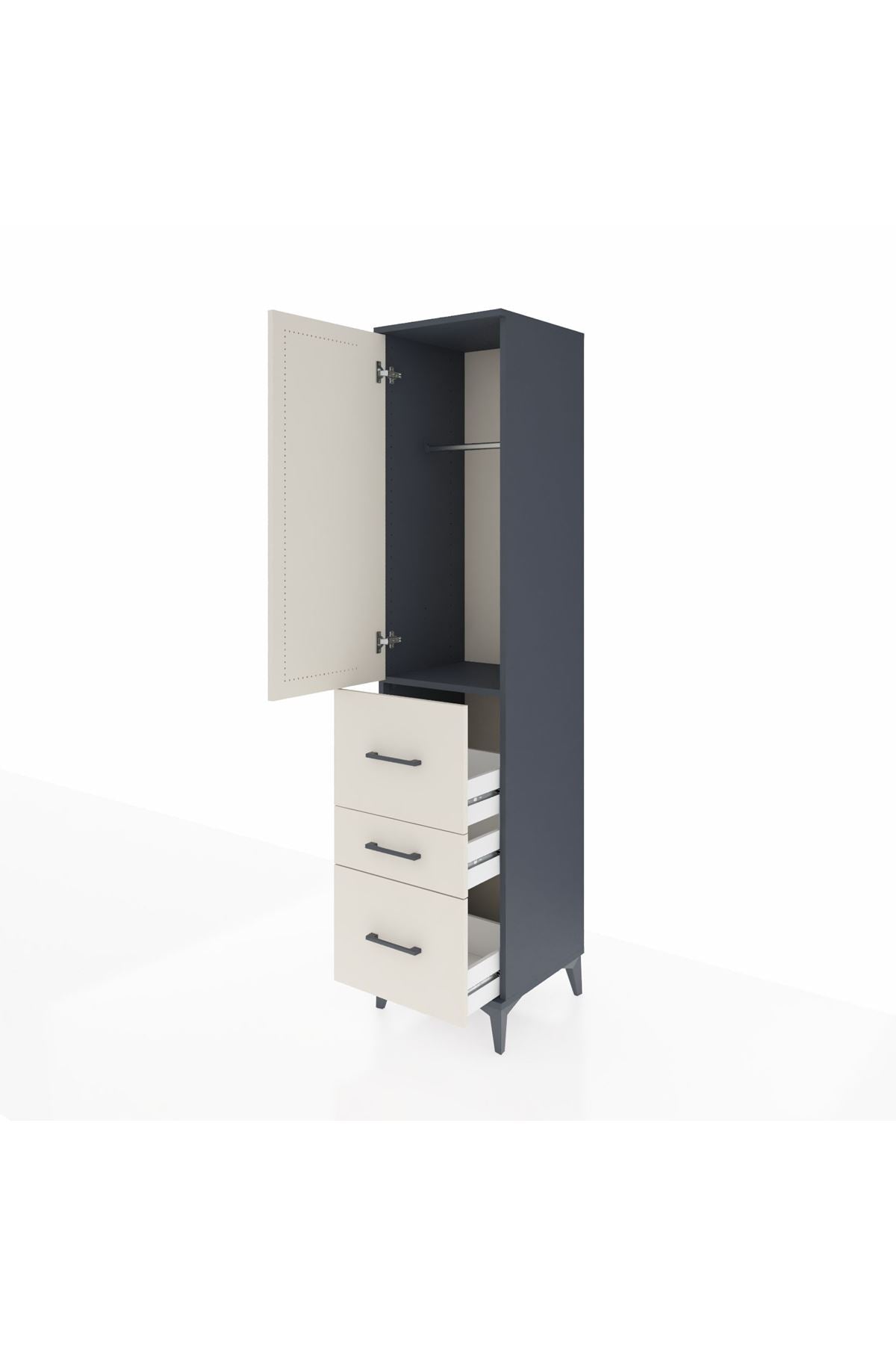 Hyperion Dolap Tek Raflı 3 Çekmeceli Tek Askılı 44x44x195 - S58M047V4B
