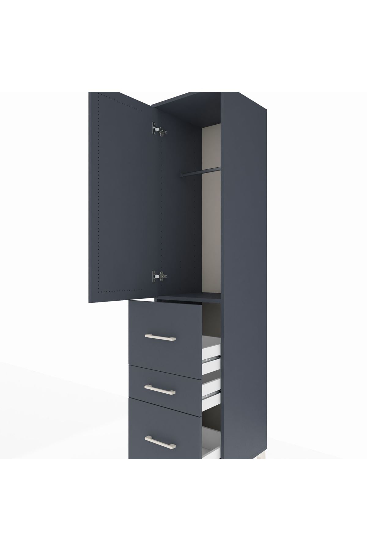 Hyperion Dolap Tek Raflı 3 Çekmeceli Tek Askılı 44x44x195 - S58M047V5B