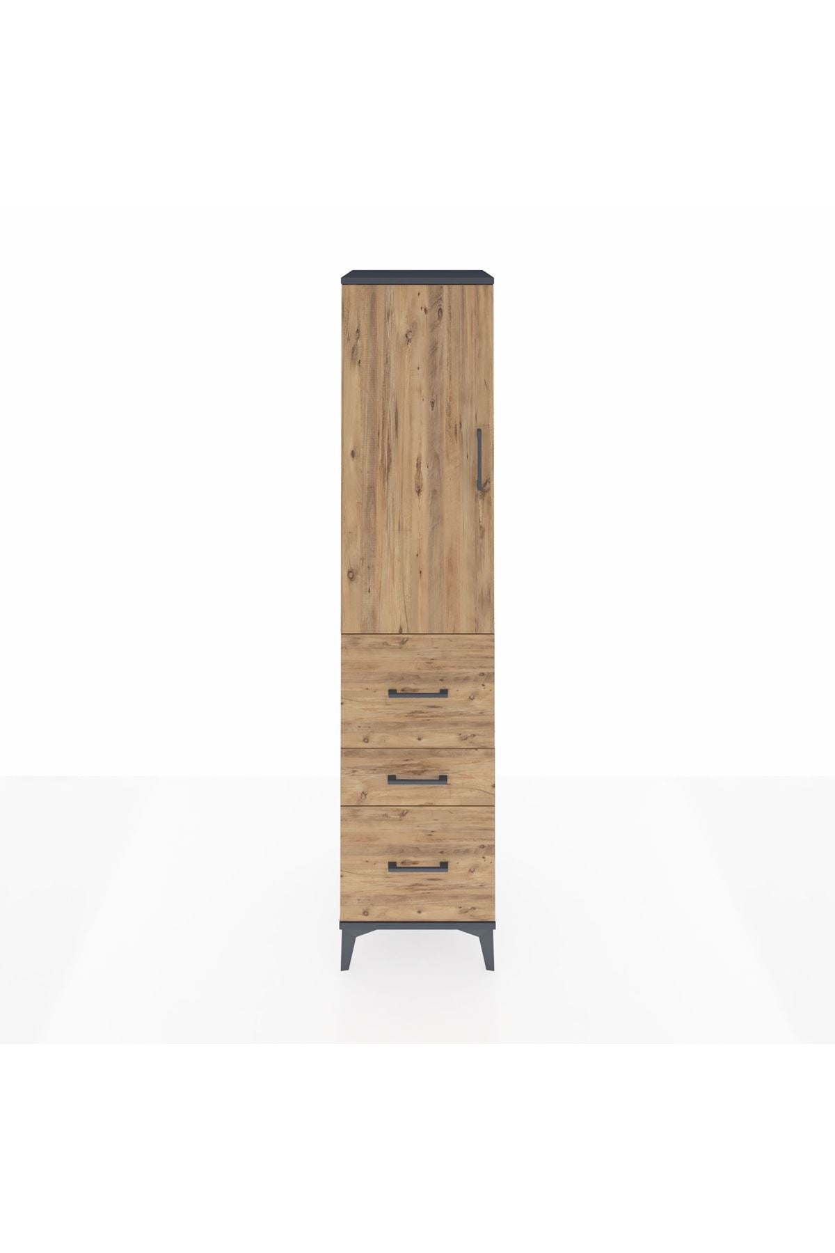 Hyperion Dolap Tek Raflı 3 Çekmeceli Tek Askılı 44x44x195 - S58M047V6B