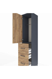 Hyperion Dolap Tek Raflı 3 Çekmeceli Tek Askılı 44x44x195 - S58M047V6B