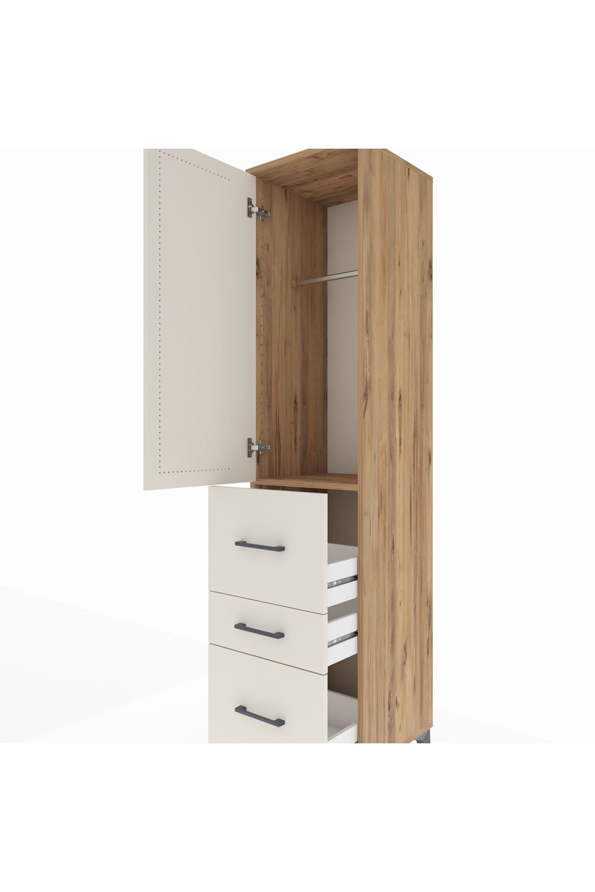 Hyperion Dolap Tek Raflı 3 Çekmeceli Tek Askılı 44x44x195 - S58M047V7B
