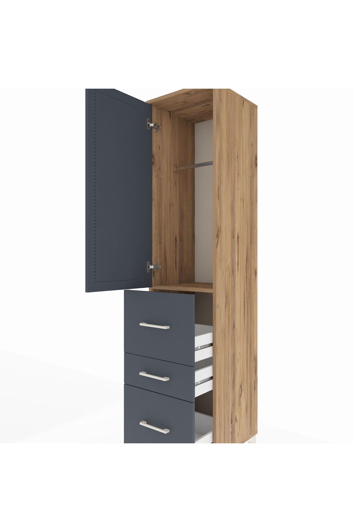 Hyperion Dolap Tek Raflı 3 Çekmeceli Tek Askılı 44x44x195 - S58M047V8B