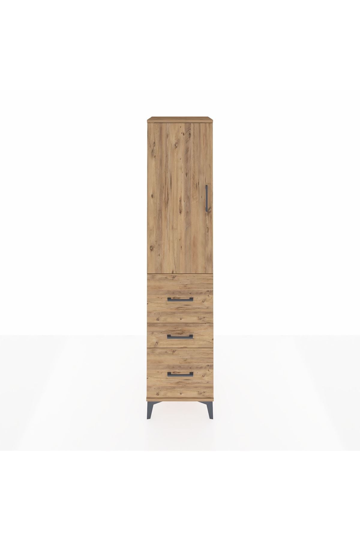 Hyperion Dolap Tek Raflı 3 Çekmeceli Tek Askılı 44x44x195 - S58M047V9B