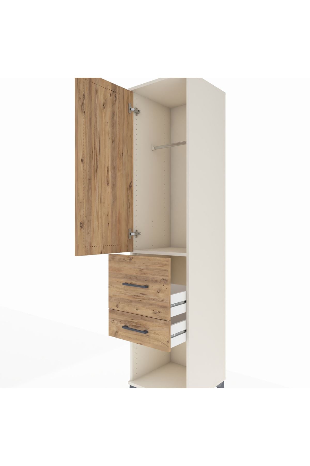 Hyperion Dolap Tek Raflı 2 Çekmeceli Tek Askılı 44x44x195 - S58M050V3B