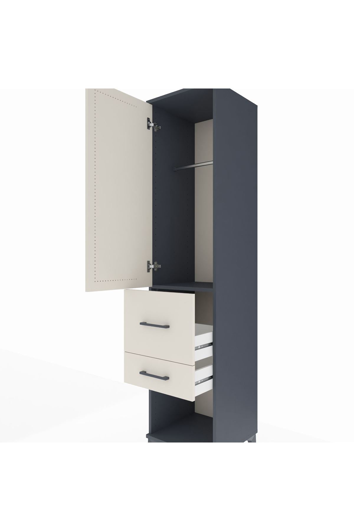 Hyperion Dolap Tek Raflı 2 Çekmeceli Tek Askılı 44x44x195 - S58M050V4B