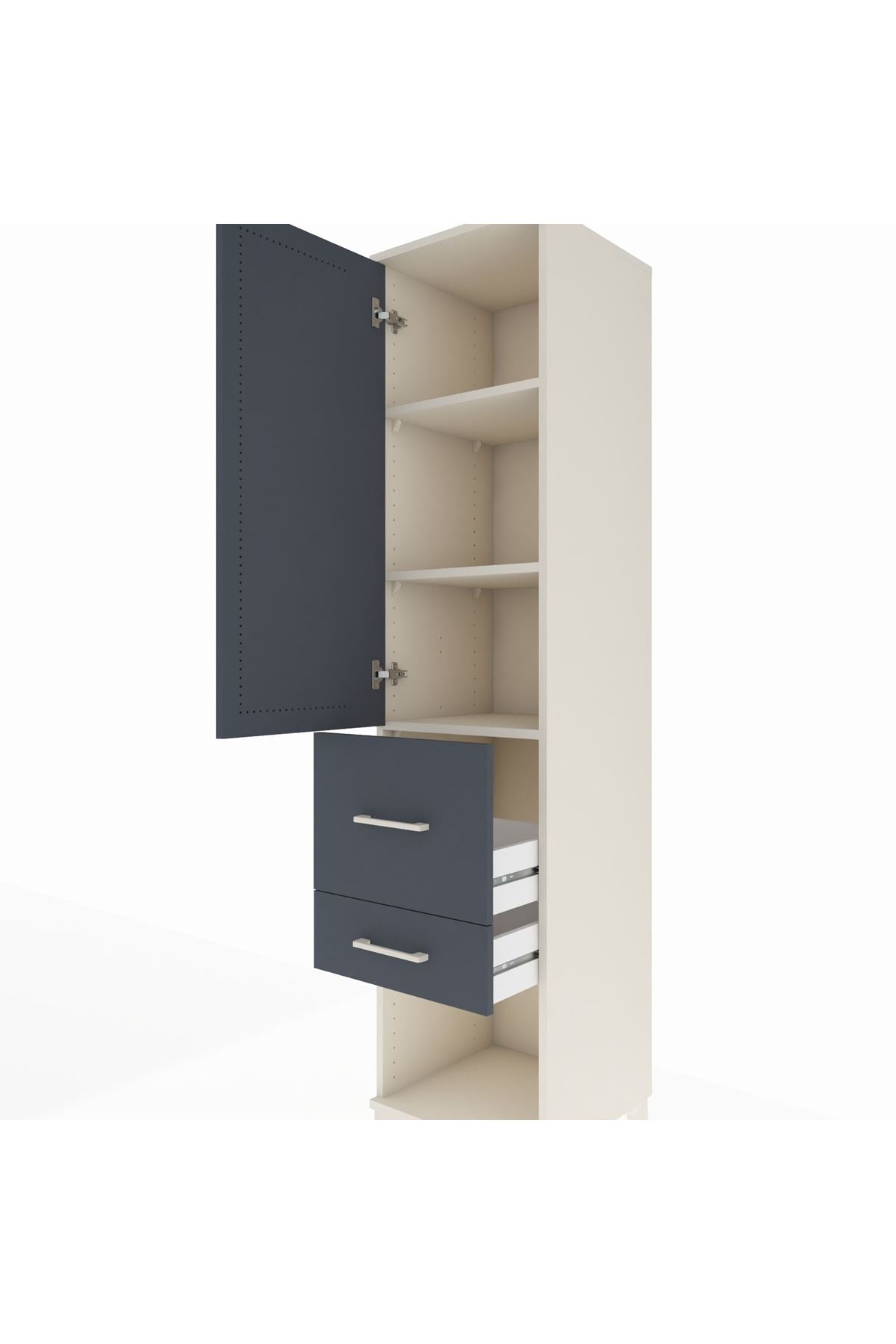 Hyperion Dolap 3 Raflı 2 Çekmeceli Tek Kapaklı 44x44x195 - S58M051V2B