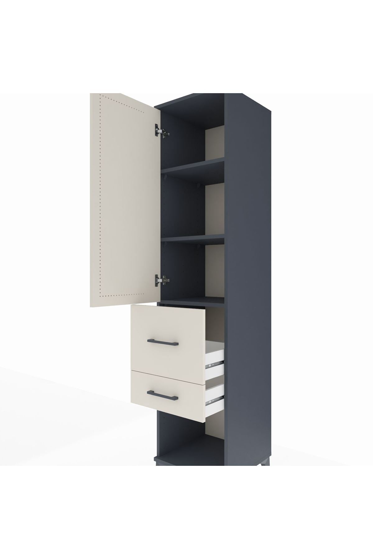 Hyperion Dolap 3 Raflı 2 Çekmeceli Tek Kapaklı 44x44x195 - S58M051V4B