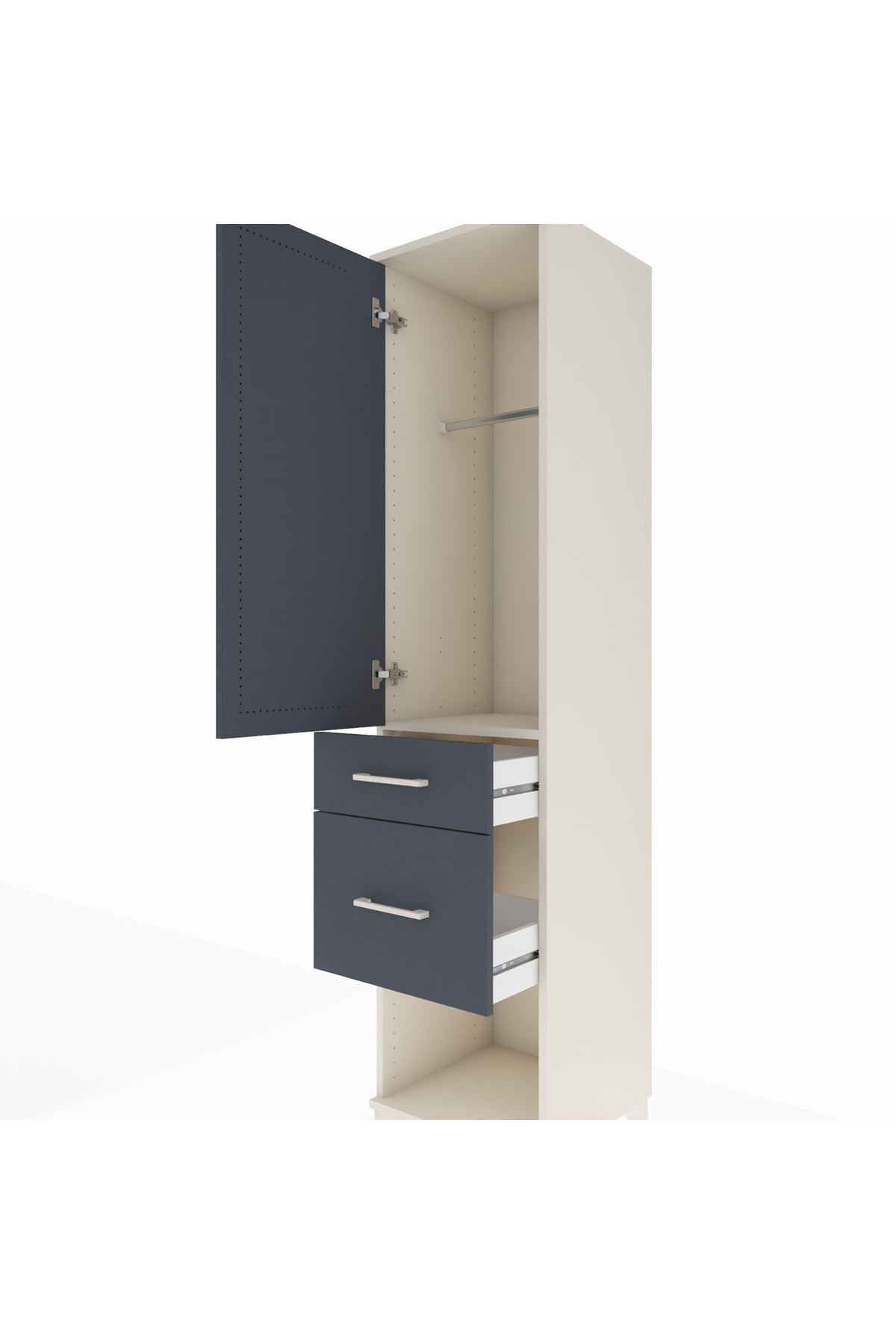 Hyperion Dolap Tek Raflı 2 Çekmeceli Tek Askılı 44x44x195 - S58M053V2B